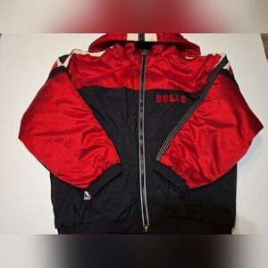 Vintage Chicago Bulls Starter Jacket XL Hooded Puffer Full Zip Nba Flaws